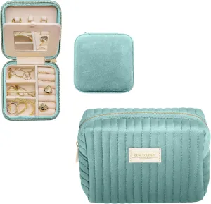 Benevolence LA Cyan Travel Jewelry Box & Small Toiletry Bag, Featured in Oprah's Favorite Things | Best Gifts For Daughter, Girlfriend, Mom | Gifts For Her