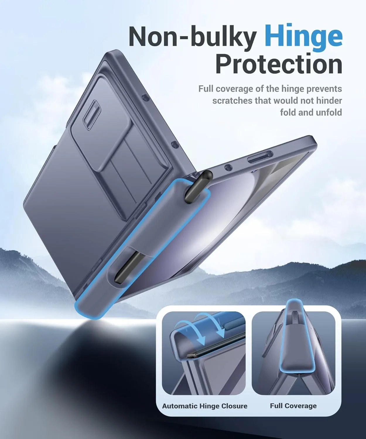 BERFY for Samsung Galaxy Z Fold 5 Case with S Pen Holder,[Built-in Screen Protector & Kickstand & Slide Camera Cover] Full Body Heavy Duty Shockproof Slim Hard Phone Case for Samsung Z Fold 5,Purple