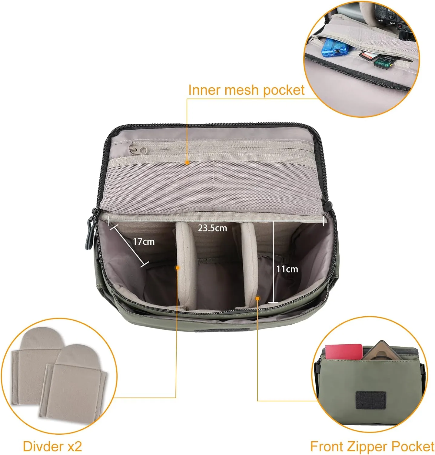 Besnfoto Camera Bag Small DSLR Camera Shoulder Bag for Photographer Waterproof Messenger Bag Crossbody Case Compatible with Canon Sony Nikon