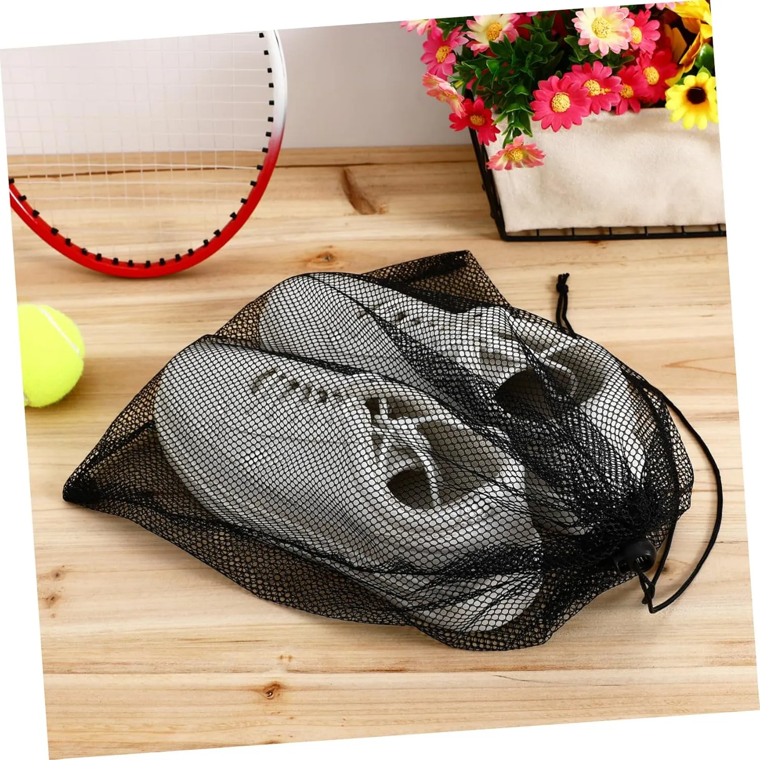 BESPORTBLE 5sets Drawstring Mesh Bag Fountain Pump Filter Bowling Ball Bag Tennis Bag Pool Skimmer Swim Mesh Bag Tennis Ball Bags Drawstring Bags Small Mesh Bag Canvas Bags Polyester 3pcs*5