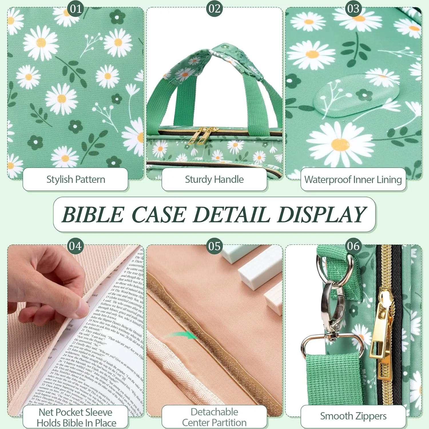 Bible Cover for Women Bible Case, Large Bible Bag w/Shoulder Strap, Bible Study Supplies Bible Journaling Kit Pink Book Carrying Case with Bible Highlighters, Mothers Day Christian Gifts for Women