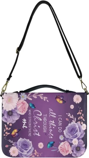 Bible Cover for Women Men Waterproof Crossbody Bag with Handle Tote Bag for Pens, Highlighters M-2XL