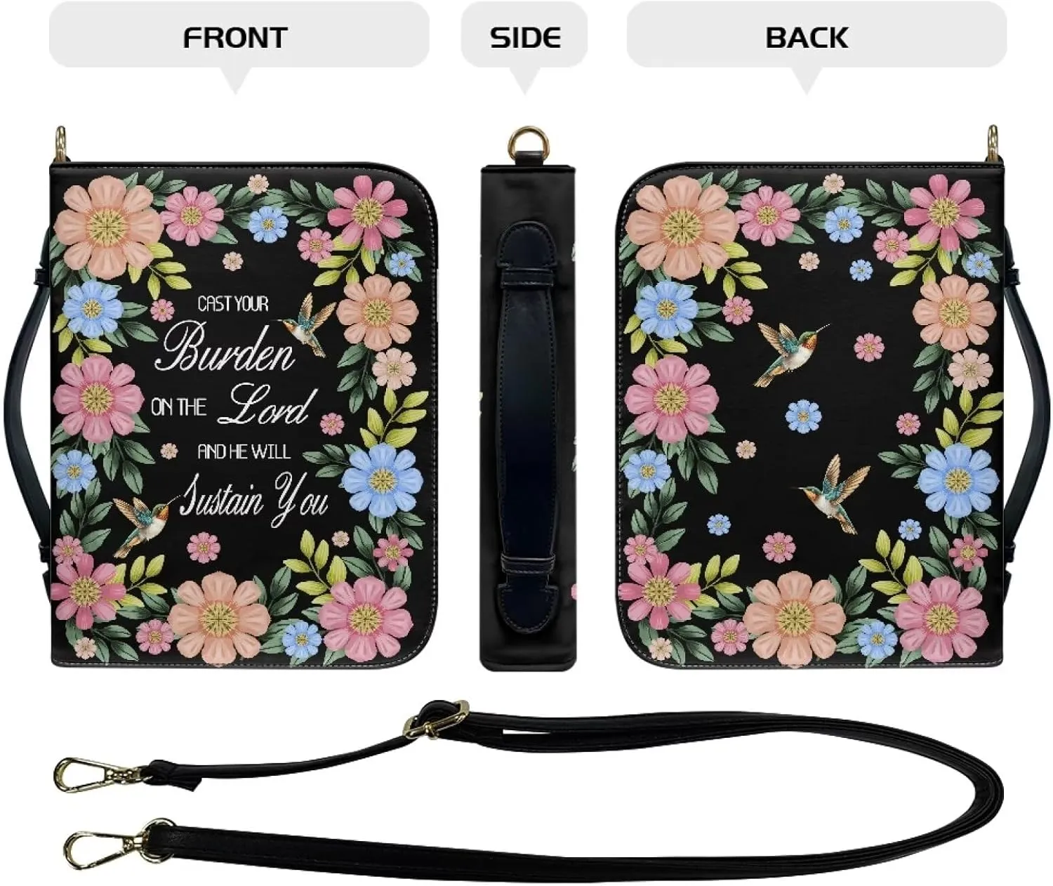 Bible Cover for Women Men Waterproof Crossbody Bag with Handle Tote Bag for Pens, Highlighters M-2XL