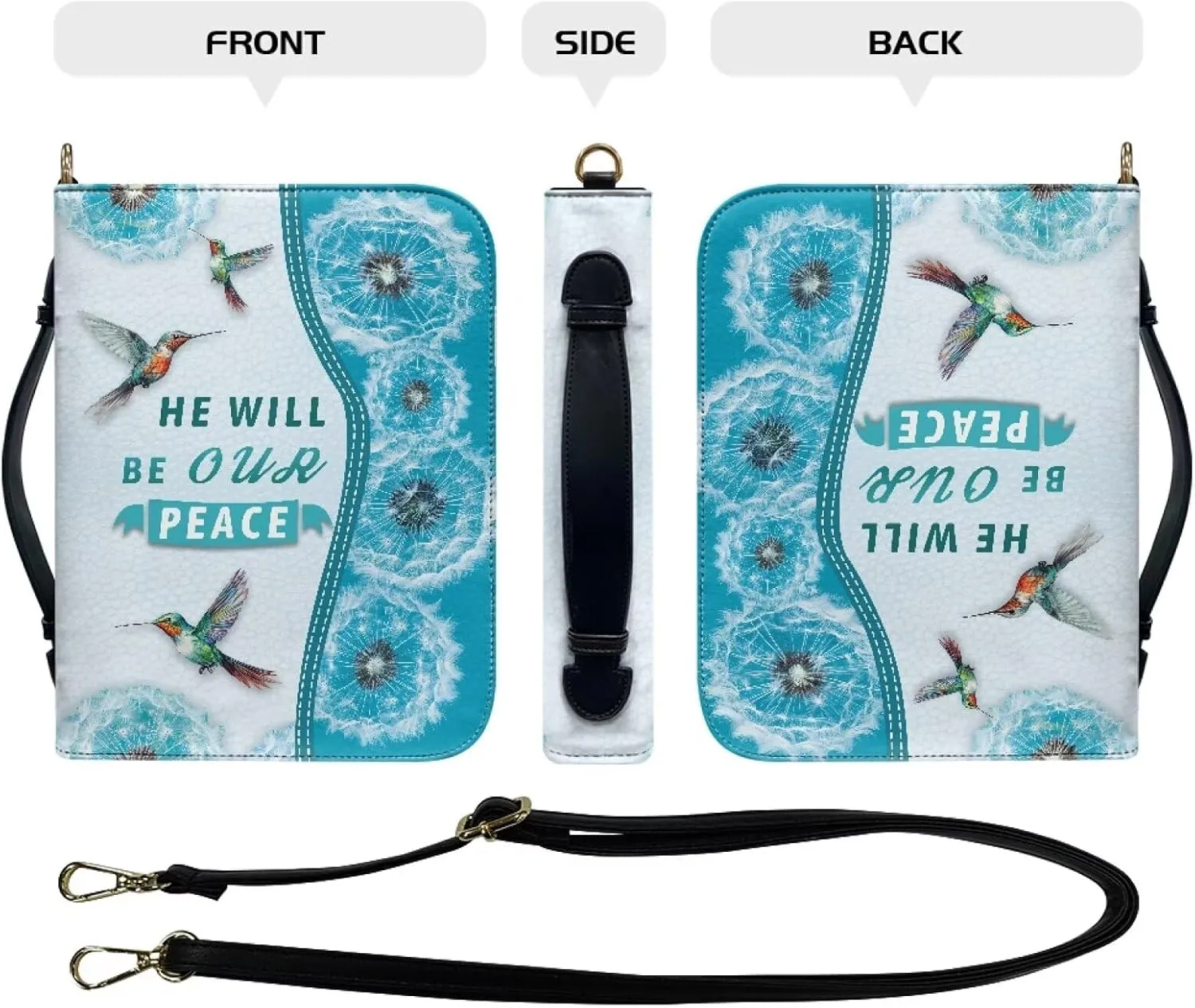 Bible Cover for Women Men Waterproof Crossbody Bag with Handle Tote Bag for Pens, Highlighters M-2XL
