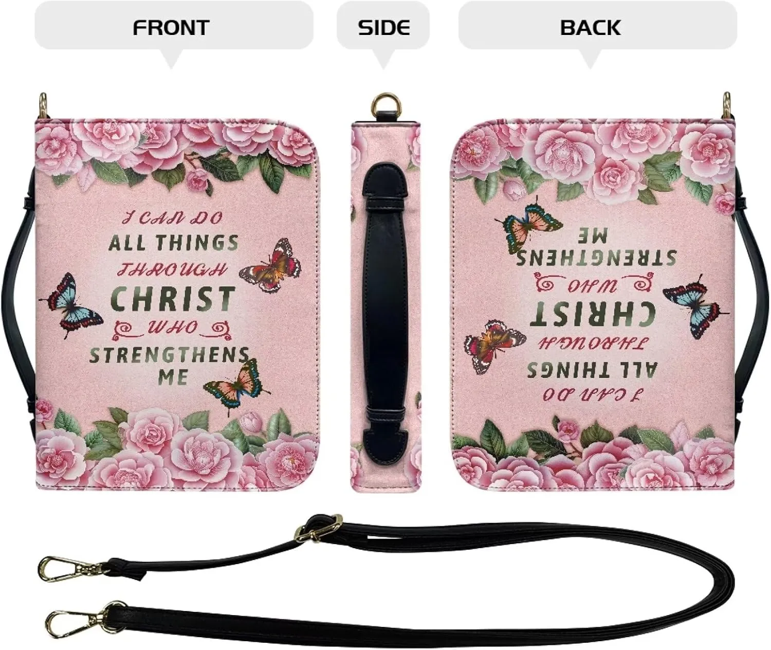 Bible Cover for Women Men Waterproof Crossbody Bag with Handle Tote Bag for Pens, Highlighters M-2XL