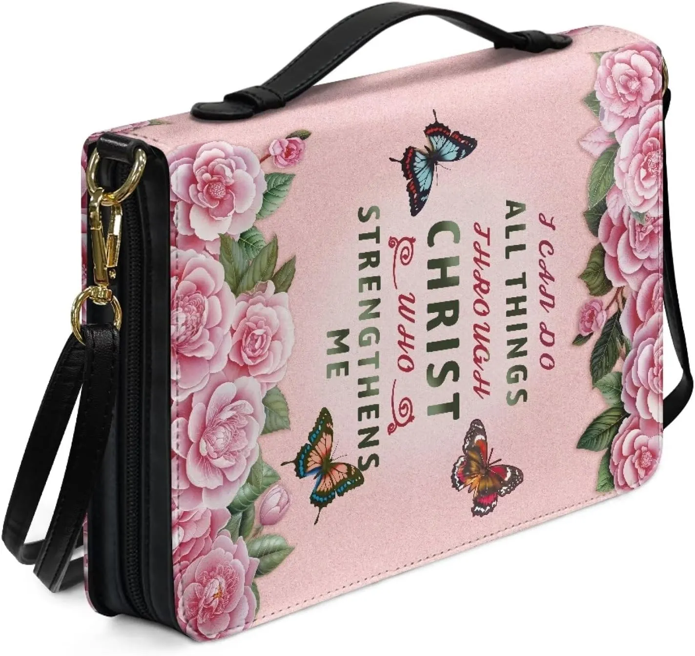 Bible Cover for Women Men Waterproof Crossbody Bag with Handle Tote Bag for Pens, Highlighters M-2XL