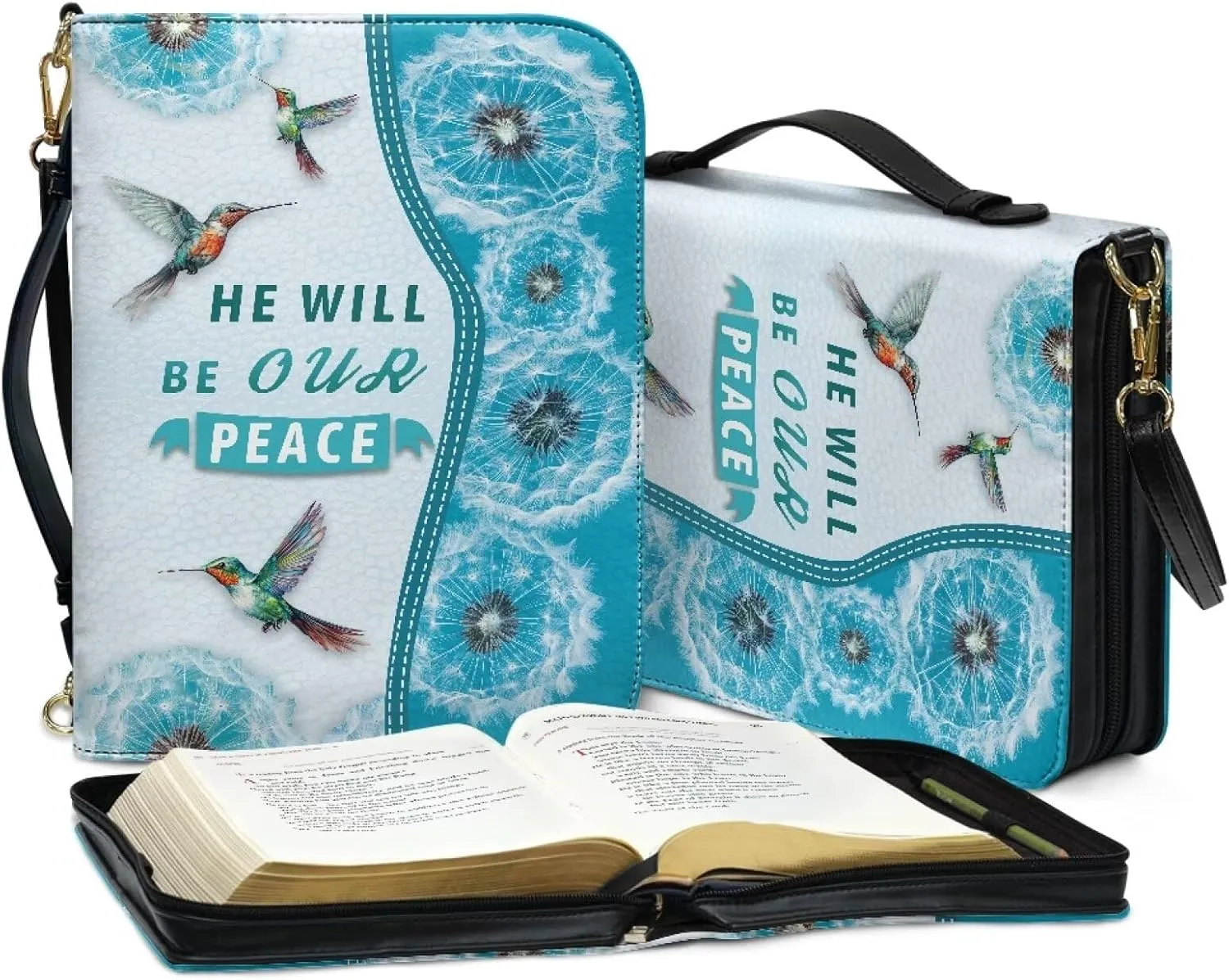 Bible Cover for Women Men Waterproof Crossbody Bag with Handle Tote Bag for Pens, Highlighters M-2XL