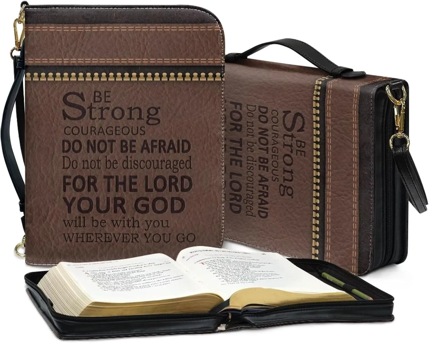 Bible Cover for Women Men Waterproof Crossbody Bag with Handle Tote Bag for Pens, Highlighters M-2XL