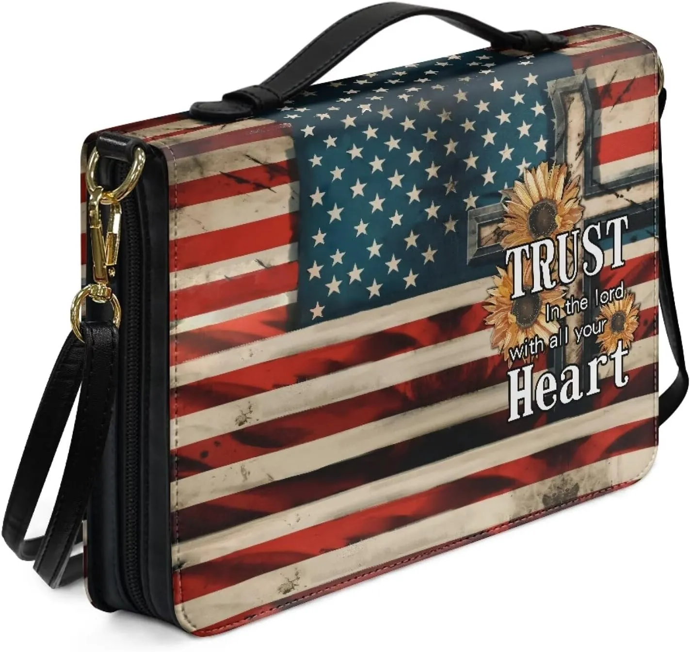 Bible Cover for Women Men Waterproof Crossbody Bag with Handle Tote Bag for Pens, Highlighters M-2XL