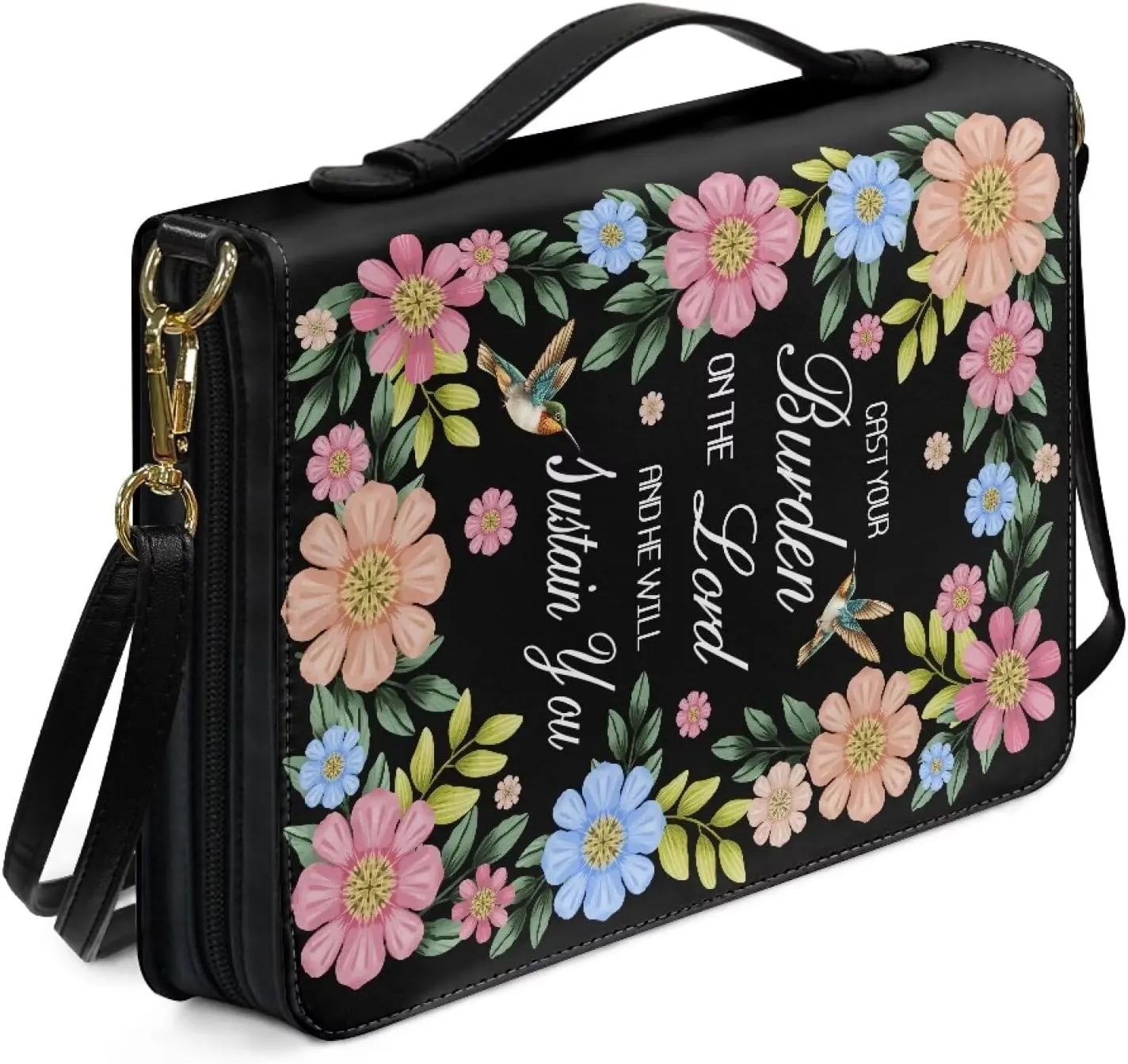 Bible Cover for Women Men Waterproof Crossbody Bag with Handle Tote Bag for Pens, Highlighters M-2XL