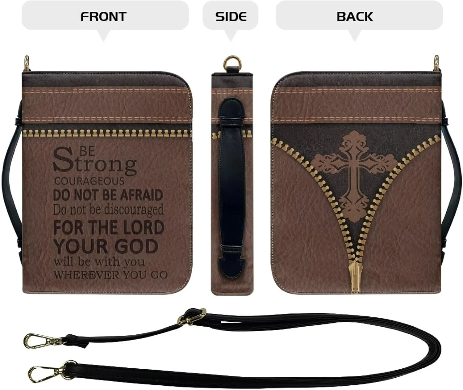 Bible Cover for Women Men Waterproof Crossbody Bag with Handle Tote Bag for Pens, Highlighters M-2XL
