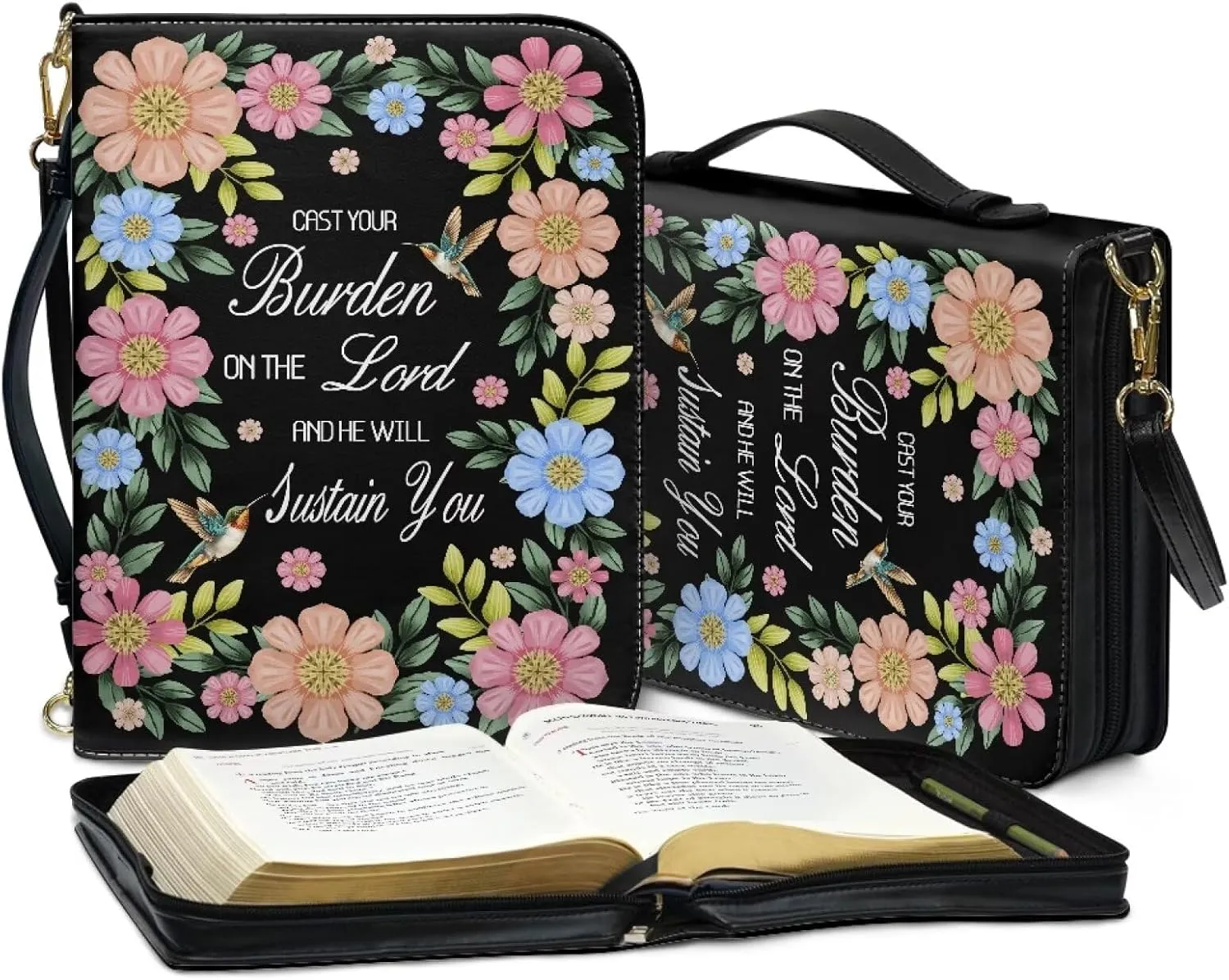 Bible Cover for Women Men Waterproof Crossbody Bag with Handle Tote Bag for Pens, Highlighters M-2XL
