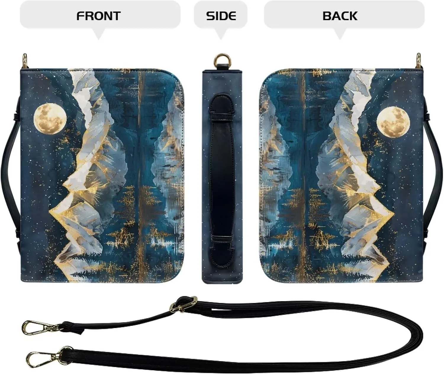 Bible Cover for Women Men Waterproof Crossbody Bag with Handle Tote Bag for Pens, Highlighters M-2XL