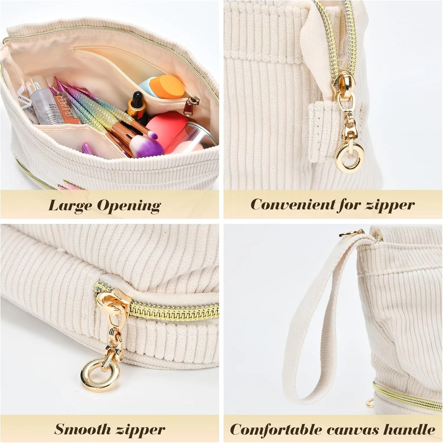 Birthday Gifts for Girls, Personalized Initial Women Makeup Bag, Travel Make up Bag Cosmetic Bag Preppy Stuff Bag for Girlfriend Wife Teacher 18th Birthday Gifts for Girls Teen Girl Gifts Trendy - F