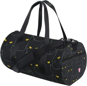 Black Cats Duffel Bag,Canvas Travel Bag for Gym Sports and Overnight