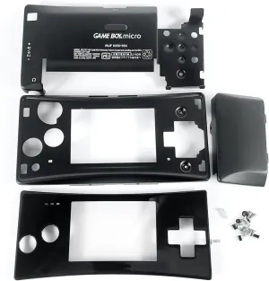 Black Color for GBM Replacement Housing Case Shells   Faceplate Set, for Gameboy Micro Console, New Aluminum Upper/Bottom Cover Plates Enclosure Frame   Screws Spare Parts Accessories