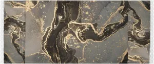 Black Gold Grey Marble Stone Marbled Mosaic with Golden Veins Lines 1 PC Washing Machine Cloth Dustproof Cover with Storage Bags Lace, Fridge Oven Dryer Top Dust Oil Proof Cover 51" x 22" for Home