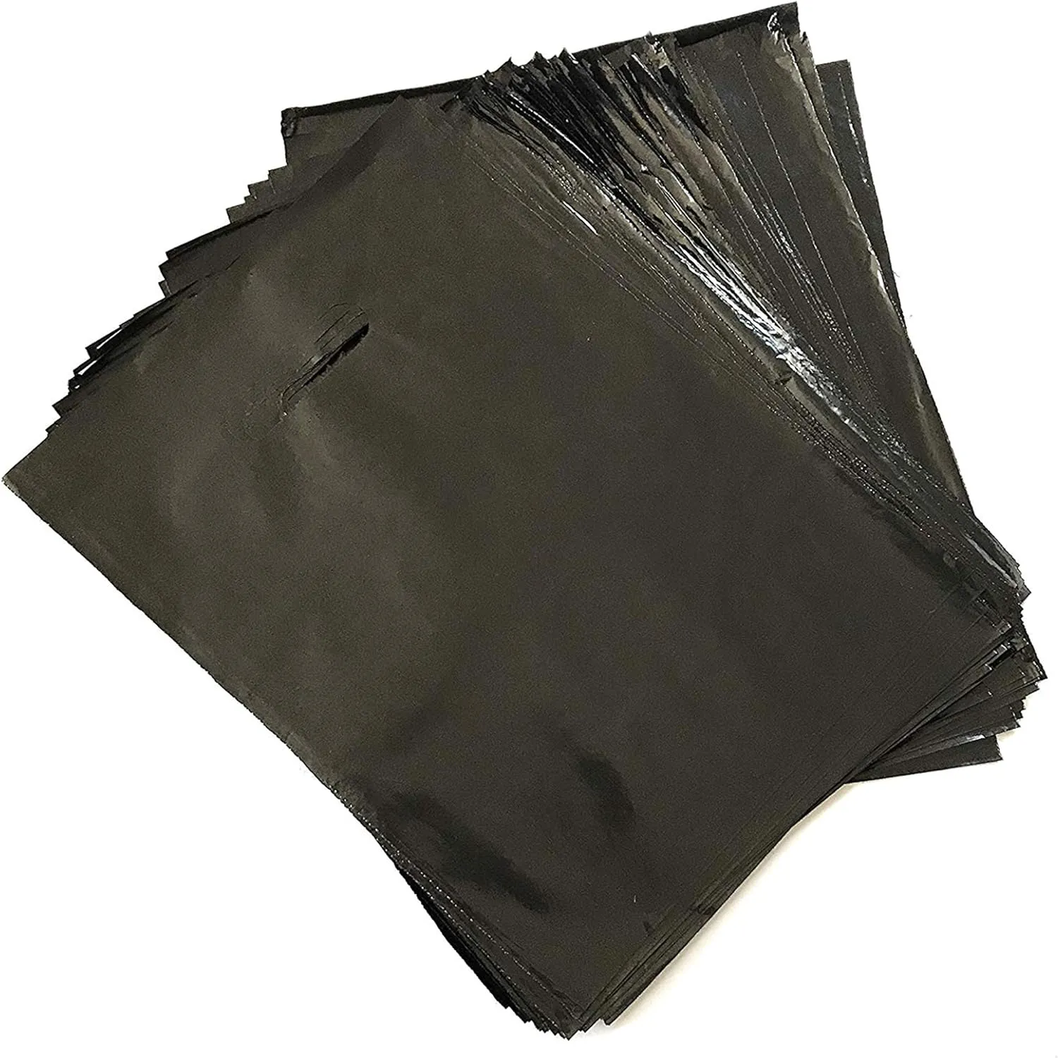 BLACK PLASTIC MERCHANDISE STORE BAGS, different sizes 9"x12", 12"x15", 15"x18" PACKS of 100/200/500 Retail Product Bags I 100% Recyclable