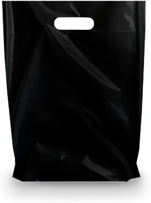 BLACK PLASTIC MERCHANDISE STORE BAGS, different sizes 9"x12", 12"x15", 15"x18" PACKS of 100/200/500 Retail Product Bags I 100% Recyclable