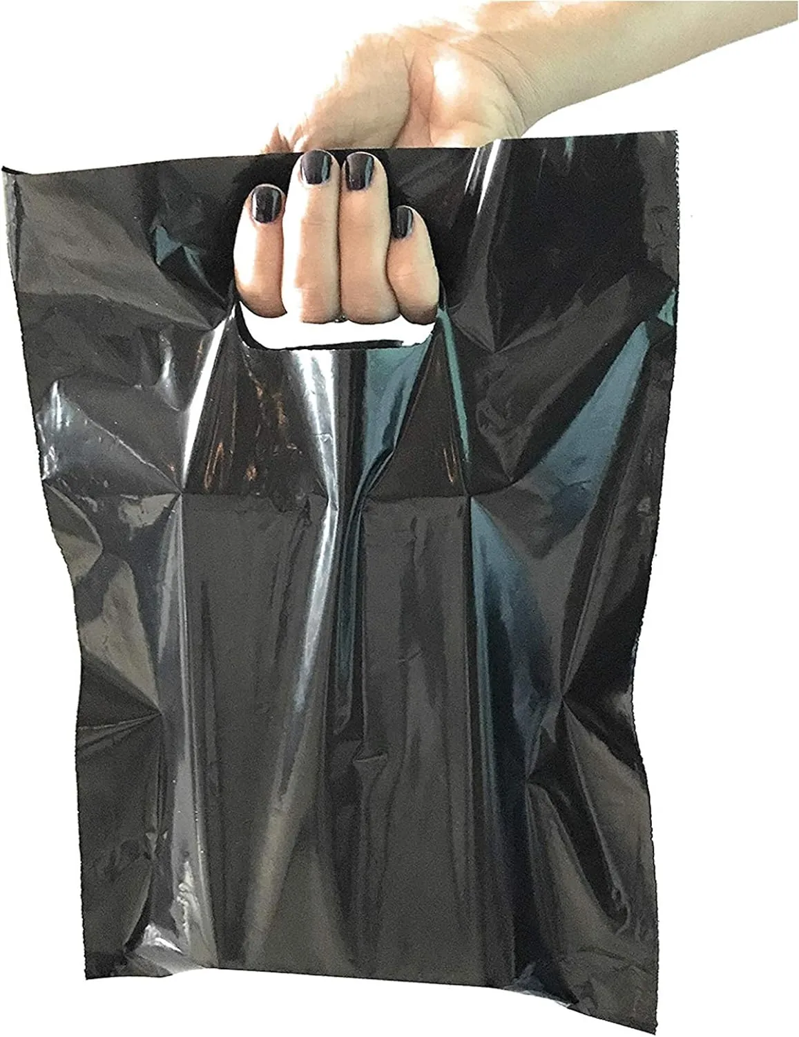 BLACK PLASTIC MERCHANDISE STORE BAGS, different sizes 9"x12", 12"x15", 15"x18" PACKS of 100/200/500 Retail Product Bags I 100% Recyclable
