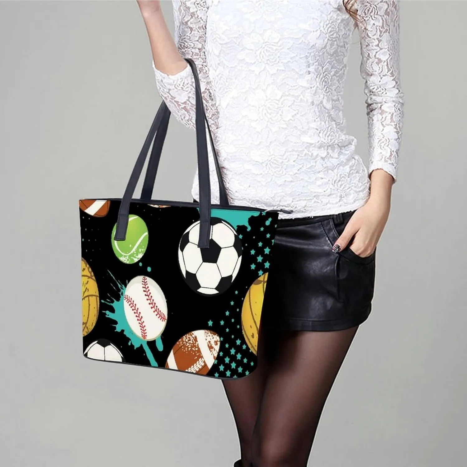 Black Retro A Leather Handbag with Large Capacity And Portability