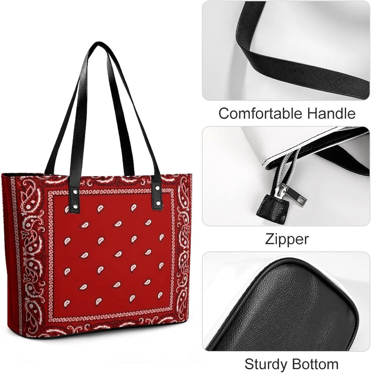 Black Retro A Leather Handbag with Large Capacity And Portability