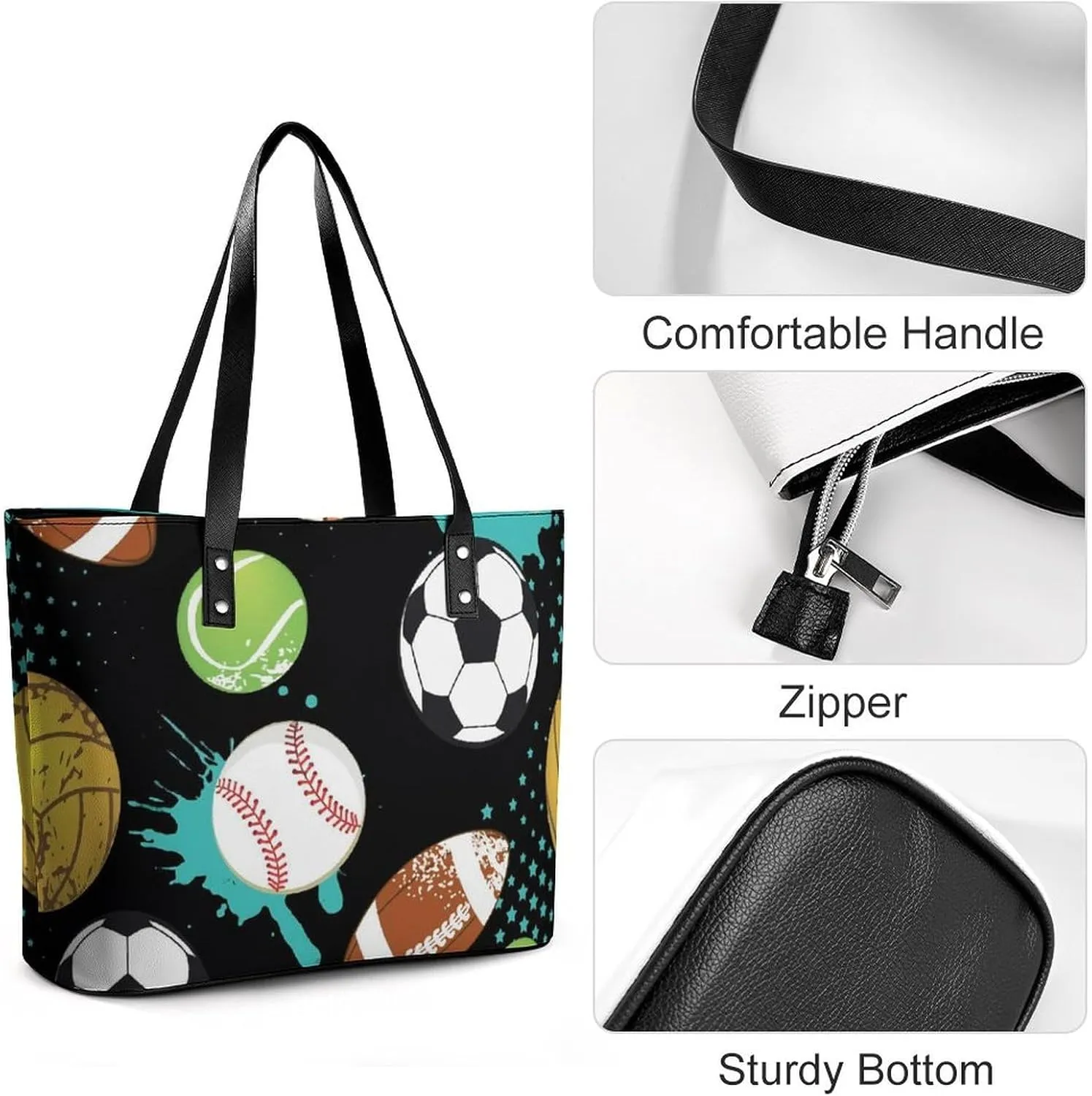 Black Retro A Leather Handbag with Large Capacity And Portability