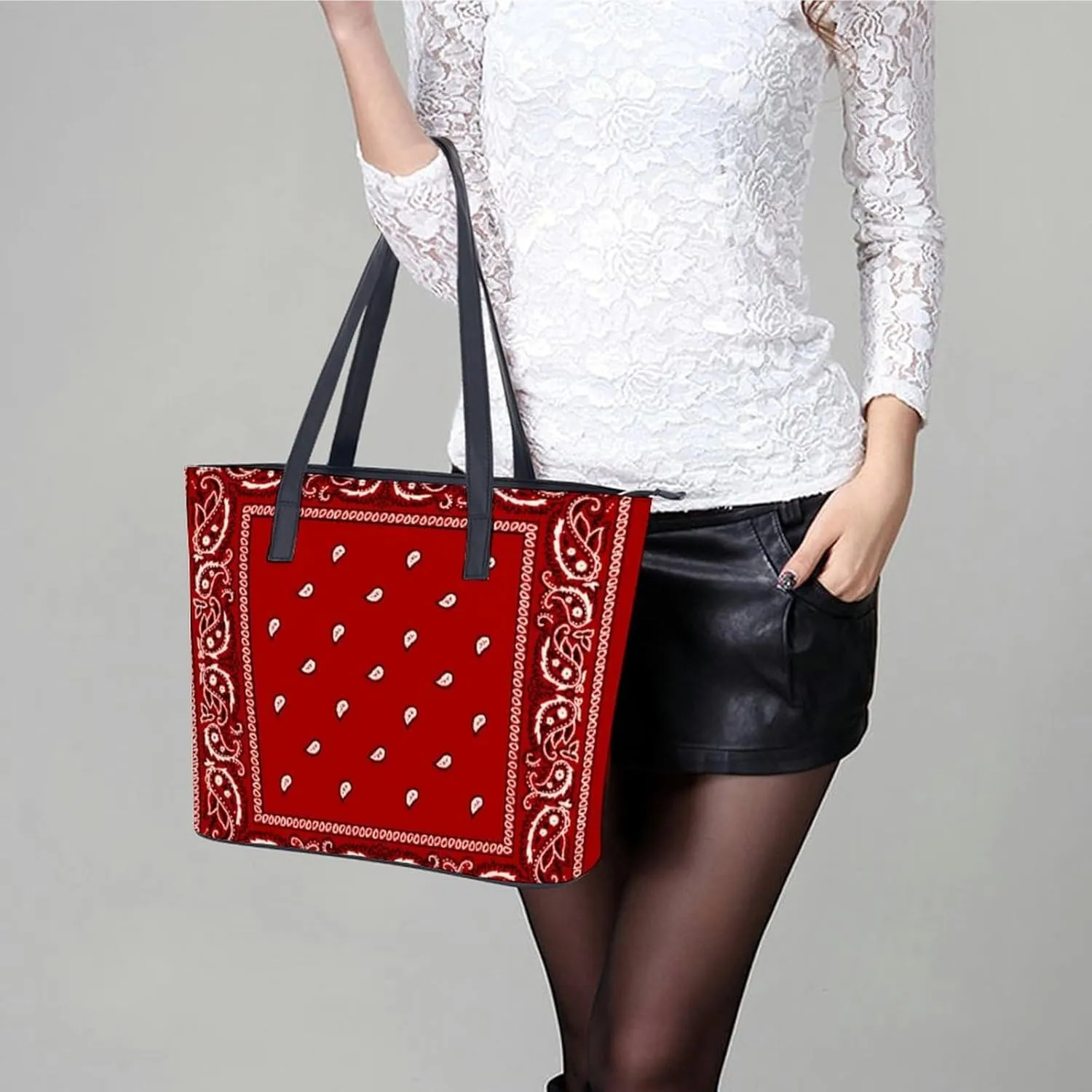 Black Retro A Leather Handbag with Large Capacity And Portability