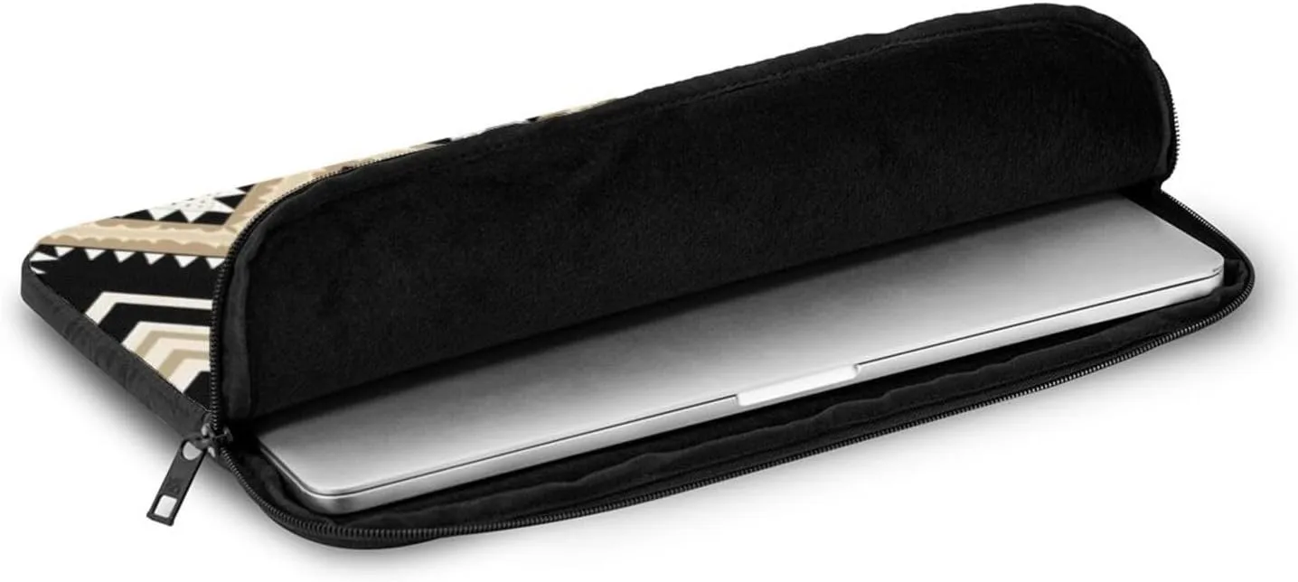 Black White Tan Zigzag Laptop Case 12 inch, Shockproof Protective Computer Sleeve Cover Water Resistant Laptop Bag Carrying Tablet Cover Briefcase Handbags Gifts for Men Women