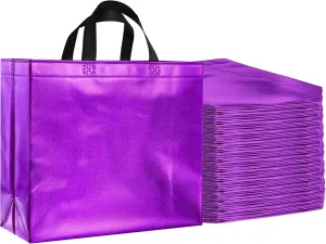 BLEWINDZ 60Pcs Large Gift Bags, Glossy Reusable Gift Bags Purple Tote Bags with Handles for Birthday, Bridesmaid, Wedding, Party Favors