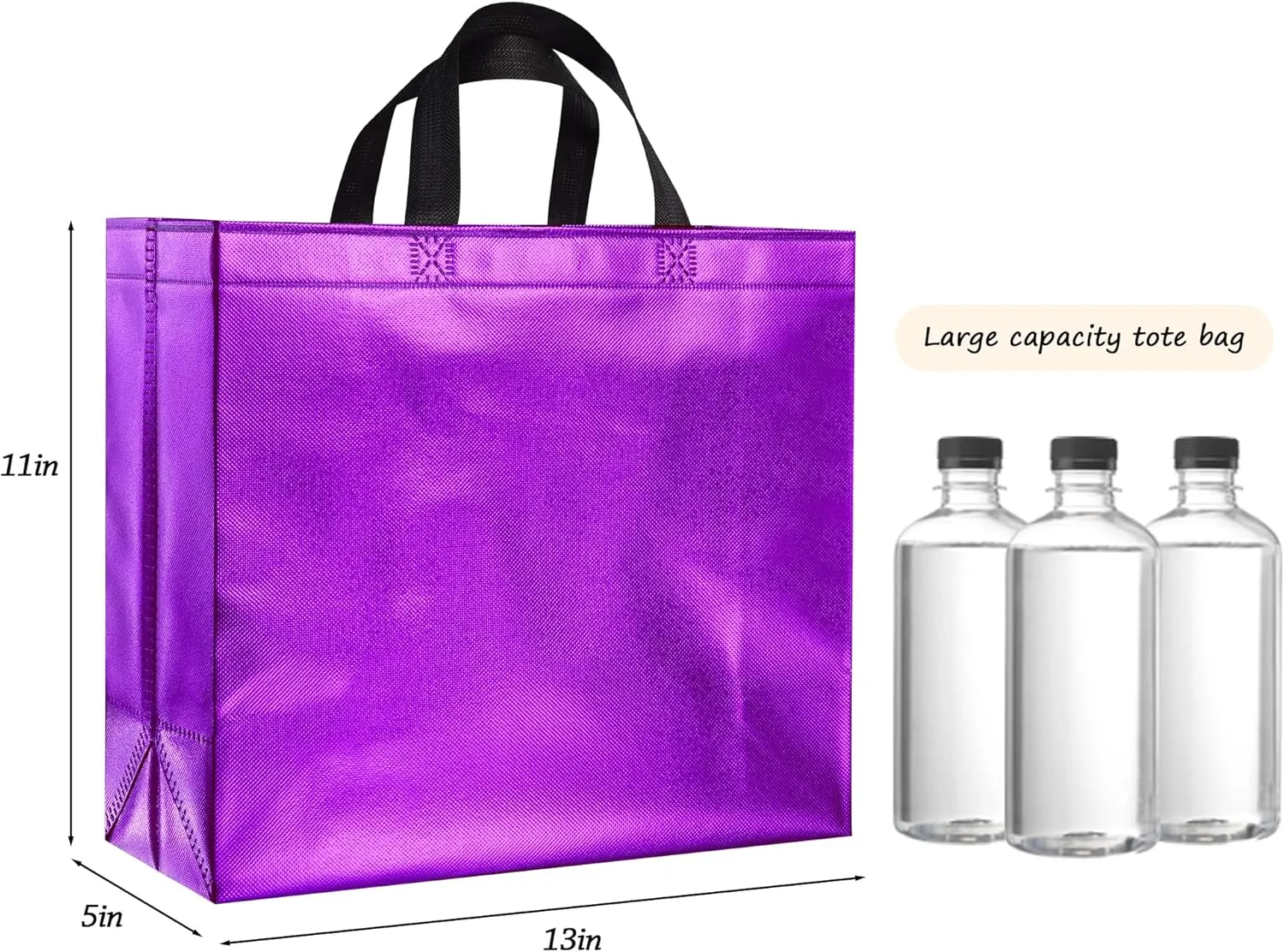 BLEWINDZ 60Pcs Large Gift Bags, Glossy Reusable Gift Bags Purple Tote Bags with Handles for Birthday, Bridesmaid, Wedding, Party Favors