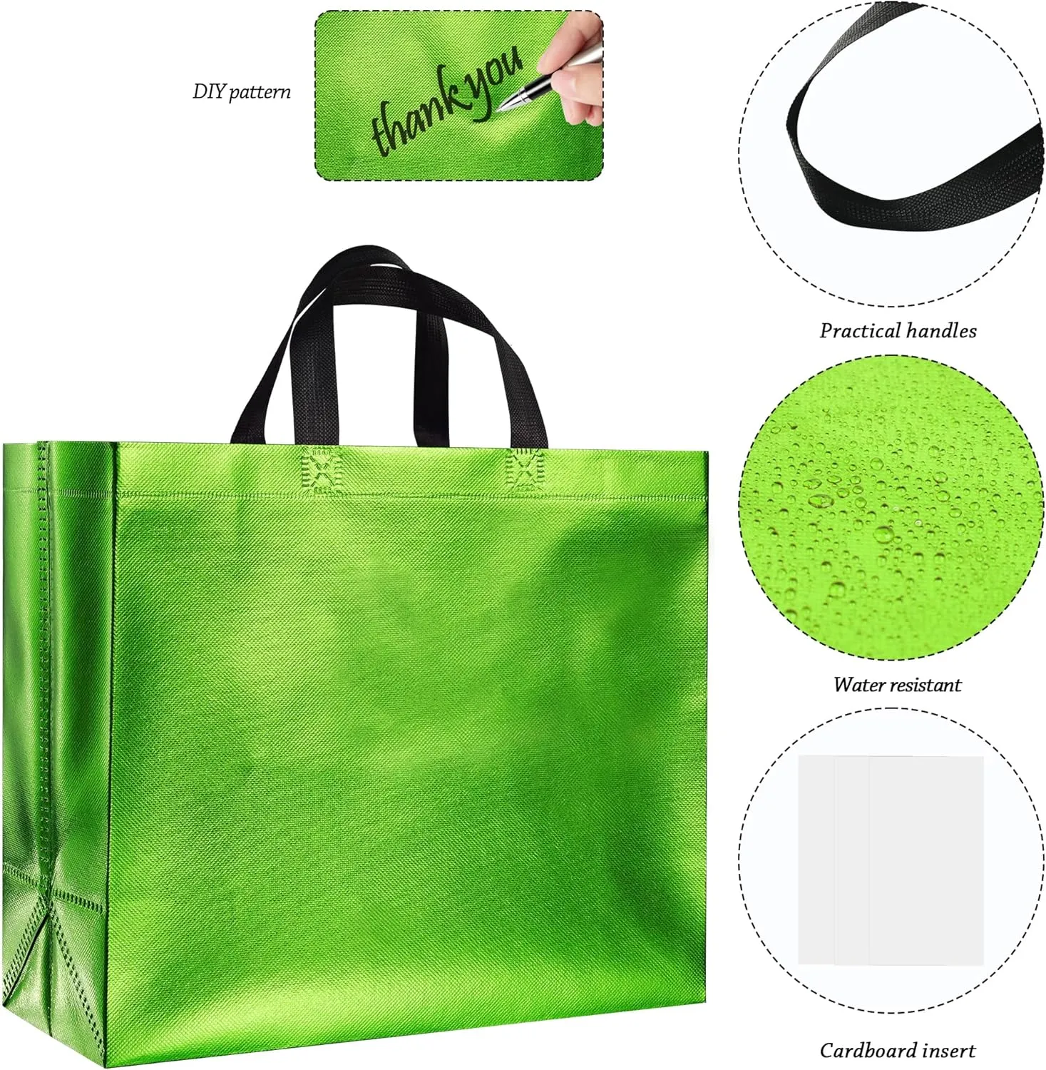 BLEWINDZ 60Pcs Large Gift Bags, Glossy Reusable Gift Bags Tote Bags with Handles for Birthday, Bridesmaid, Wedding, Party Favors (10Colors)