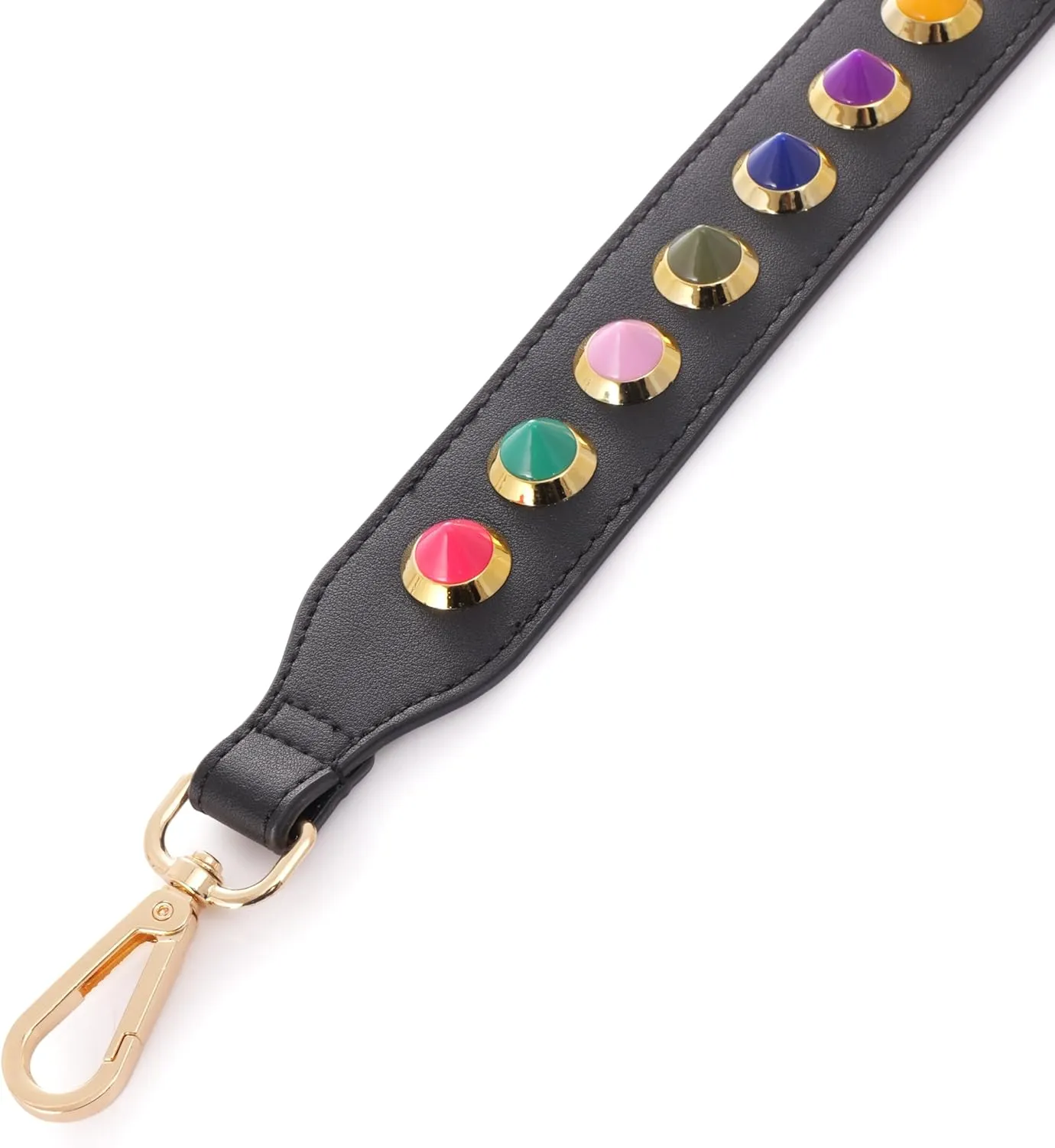 BLOC Purse Strap Replacement for Crossbody Bags, Studded Shoulder Strap, Stud Strap for Handbags and Purses (Black with Multicolor Studs)