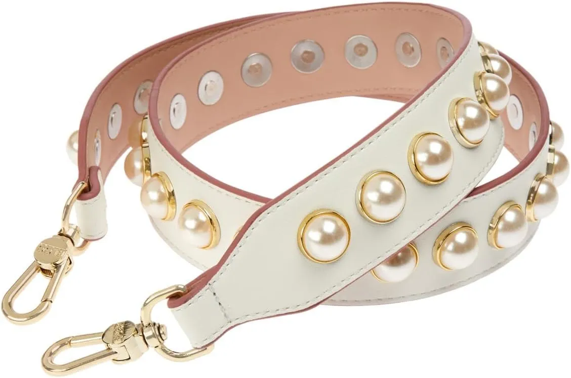 BLOC Purse Strap Replacement for Crossbody Bags, Studded Shoulder Strap, Stud Strap for Handbags and Purses (White Pearl)