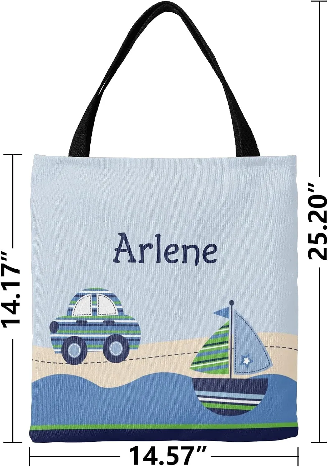 Blue Racing Car Personalized Canvas Tote Bags for Women Kids, Reusable Bags for Shopping,Travel,School Handbag Gift