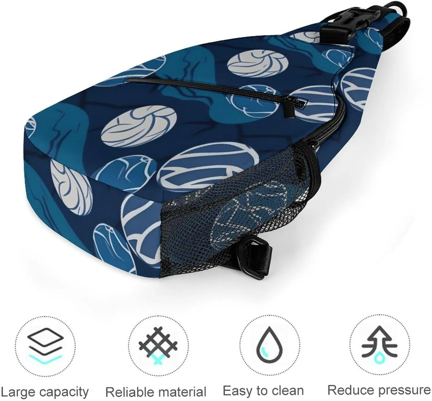 Blue Volleyball Sling Bag Crossbody Bags Cross Body Bag Fanny Packs Chest Bags Sling Purses for Travel