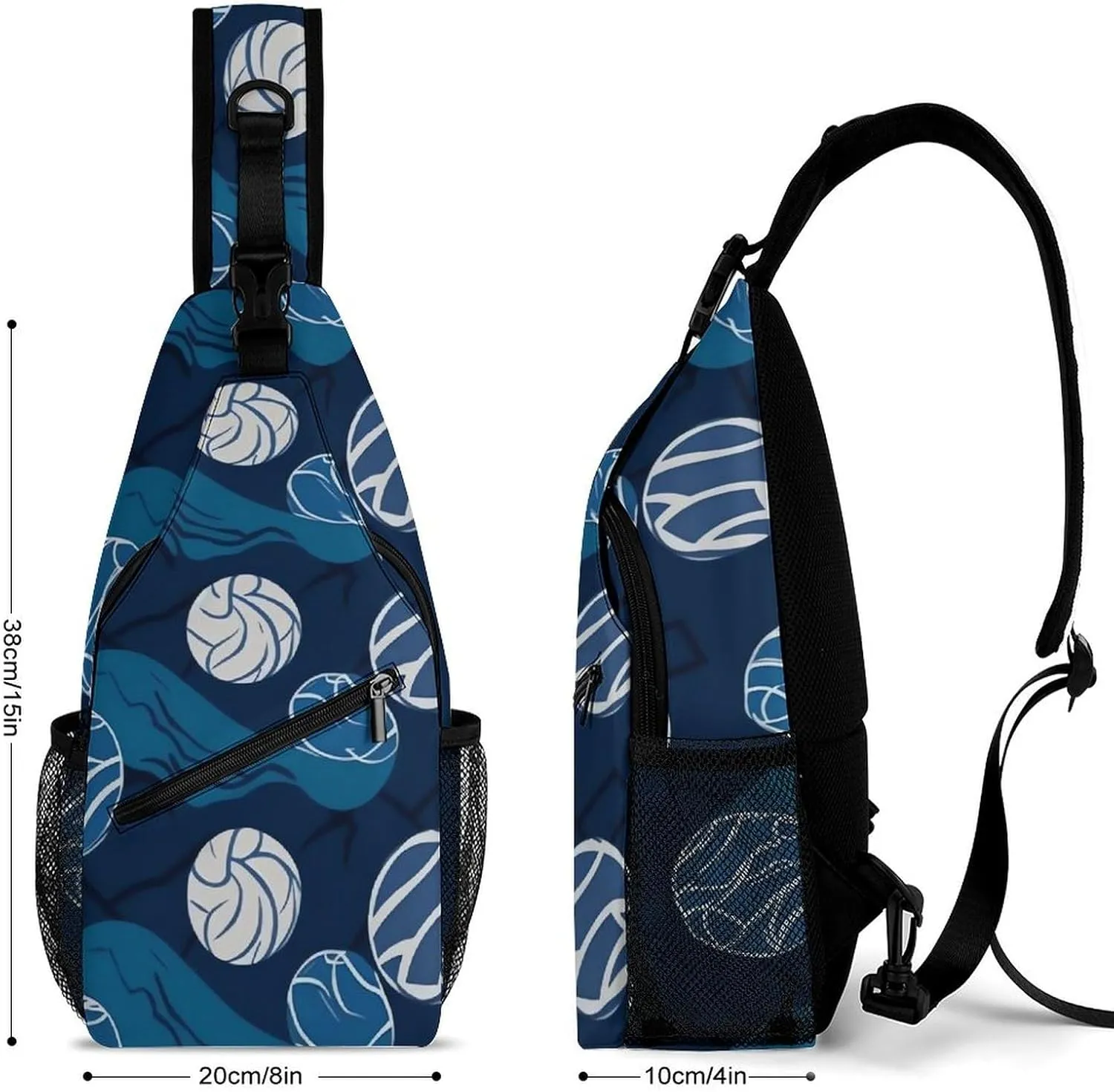 Blue Volleyball Sling Bag Crossbody Bags Cross Body Bag Fanny Packs Chest Bags Sling Purses for Travel