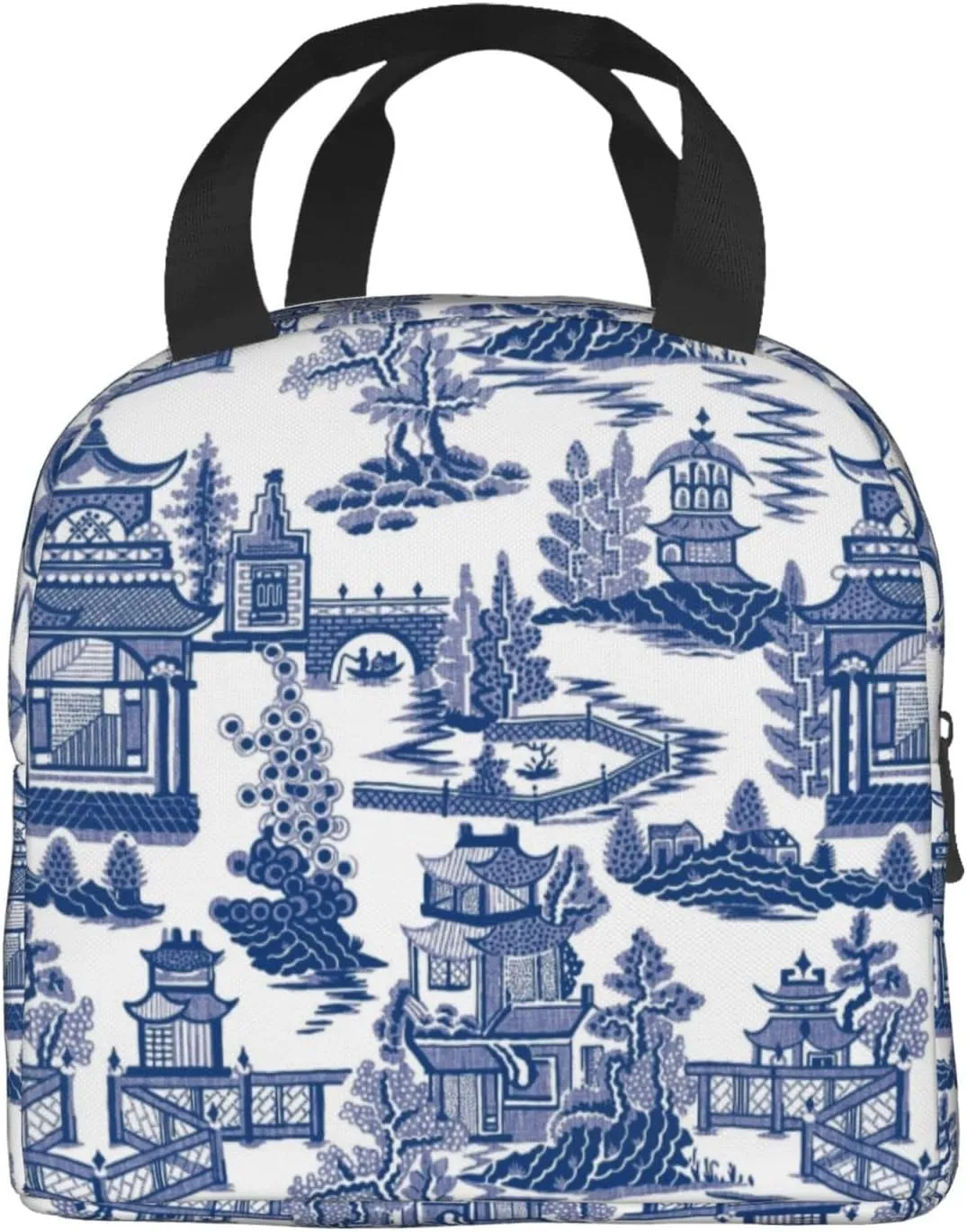 Blue Willow Ancient Ming Chinoiserie Reusable Insulated Lunch Bag, 8.5"x8"x5"