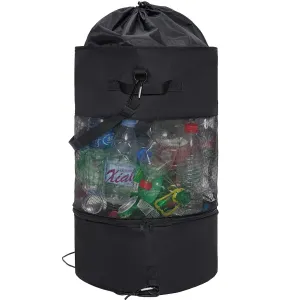 Boat Trash Bag Large Boat Trash Can for 80  Cans, Boat Trash Container with Bottom Zipper Opening, Outdoor Boat Garbage Sack Storage Bag Hanging Portable Mesh Fishing Boat Accessories (Black)