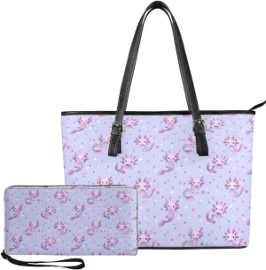Boatee Satchel Handbag and PU Leather Wallet Set Tote Bag with Zipper Women Wallet Purse