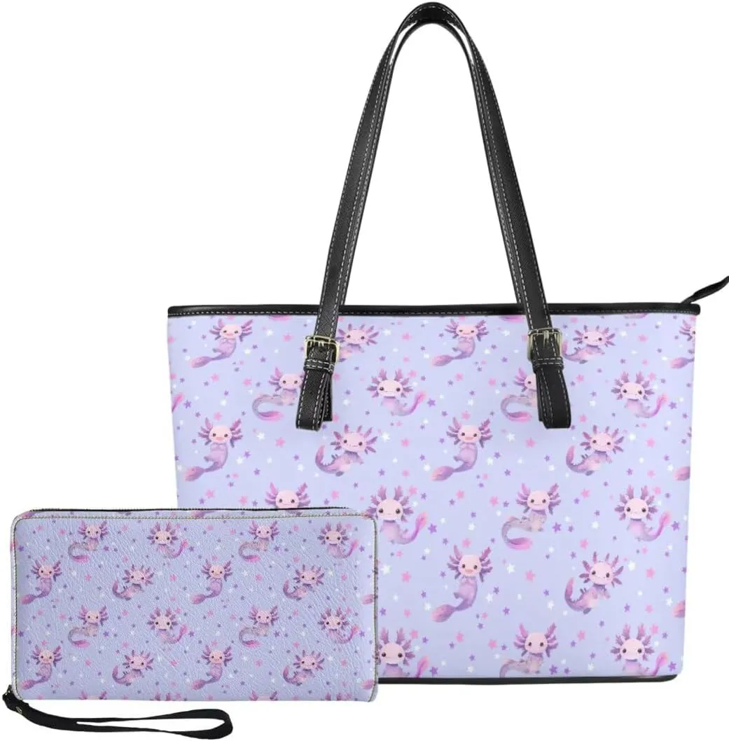 Boatee Satchel Handbag and PU Leather Wallet Set Tote Bag with Zipper Women Wallet Purse