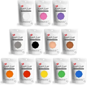 BOHS 12-Colors Foam Modeling Clay- for Cosplay,School Projects,Baby Hand Print,Slime - Squishy, Air Dry, Soft - Gifts for Adult and Kids - 12 pcs,2.65 lbs,Ages 3 & Up
