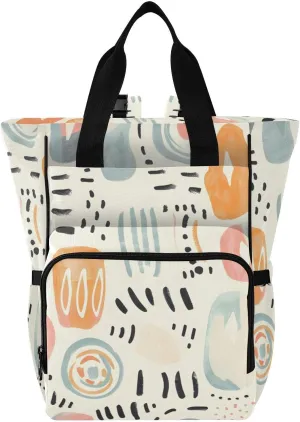 Bolaz Diaper Backpack for Moms,Multifunction Baby Nappy Changing Bags with Insulated Pockets，Minimalist Nomad Bohemian Pattern Pastel Colors