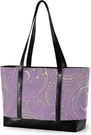 Bolaz Laptop Briefcases for Women Computer Laptop Bag Astronomical Geometry Moon Stars 15.6in Shoulder Carring Case Bag Handbag Work Business