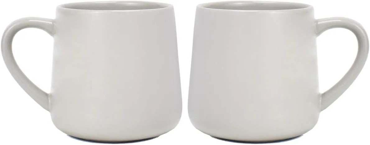 Bosmarlin Large Glossy Ceramic Coffee Mugs Set of 2, Tea Cup for Office and Home, 18 oz, Suitable for Dishwasher and Microwave(Gray, 2)