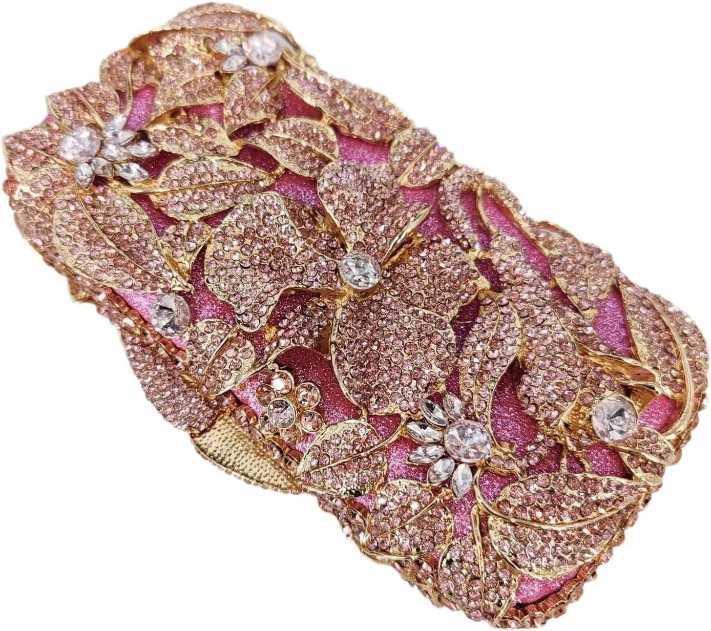 Boutique De FGG Elegant Flower Women Crystal Evening Clutch Bags Wedding Party Bridal Rhinestone Handbag Purse