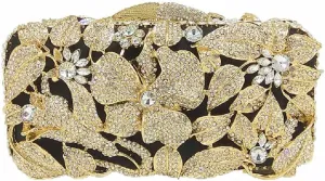 Boutique De FGG Elegant Flower Women Crystal Evening Clutch Bags Wedding Party Bridal Rhinestone Handbag Purse