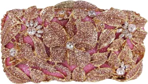Boutique De FGG Elegant Flower Women Crystal Evening Clutch Bags Wedding Party Bridal Rhinestone Handbag Purse