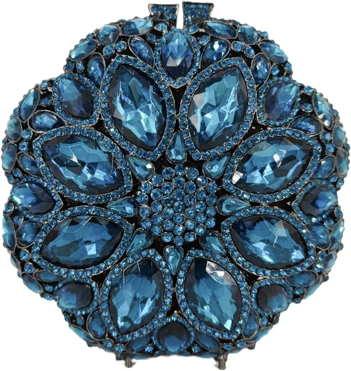 Boutique De FGG Elegant Round Crystal Clutch Evening Bags for Women Formal Party Handbags Bridal Wedding Purse