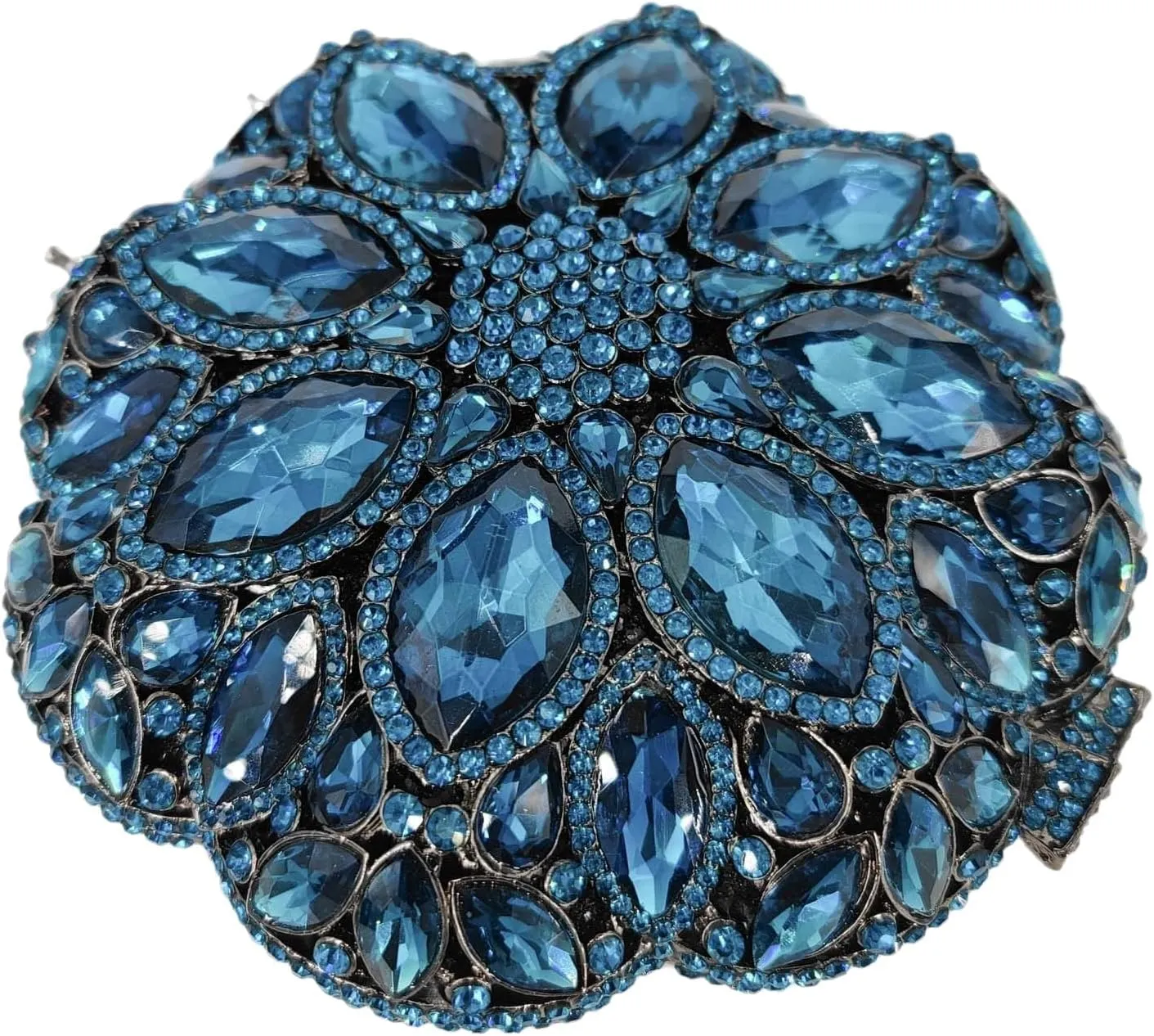 Boutique De FGG Elegant Round Crystal Clutch Evening Bags for Women Formal Party Handbags Bridal Wedding Purse